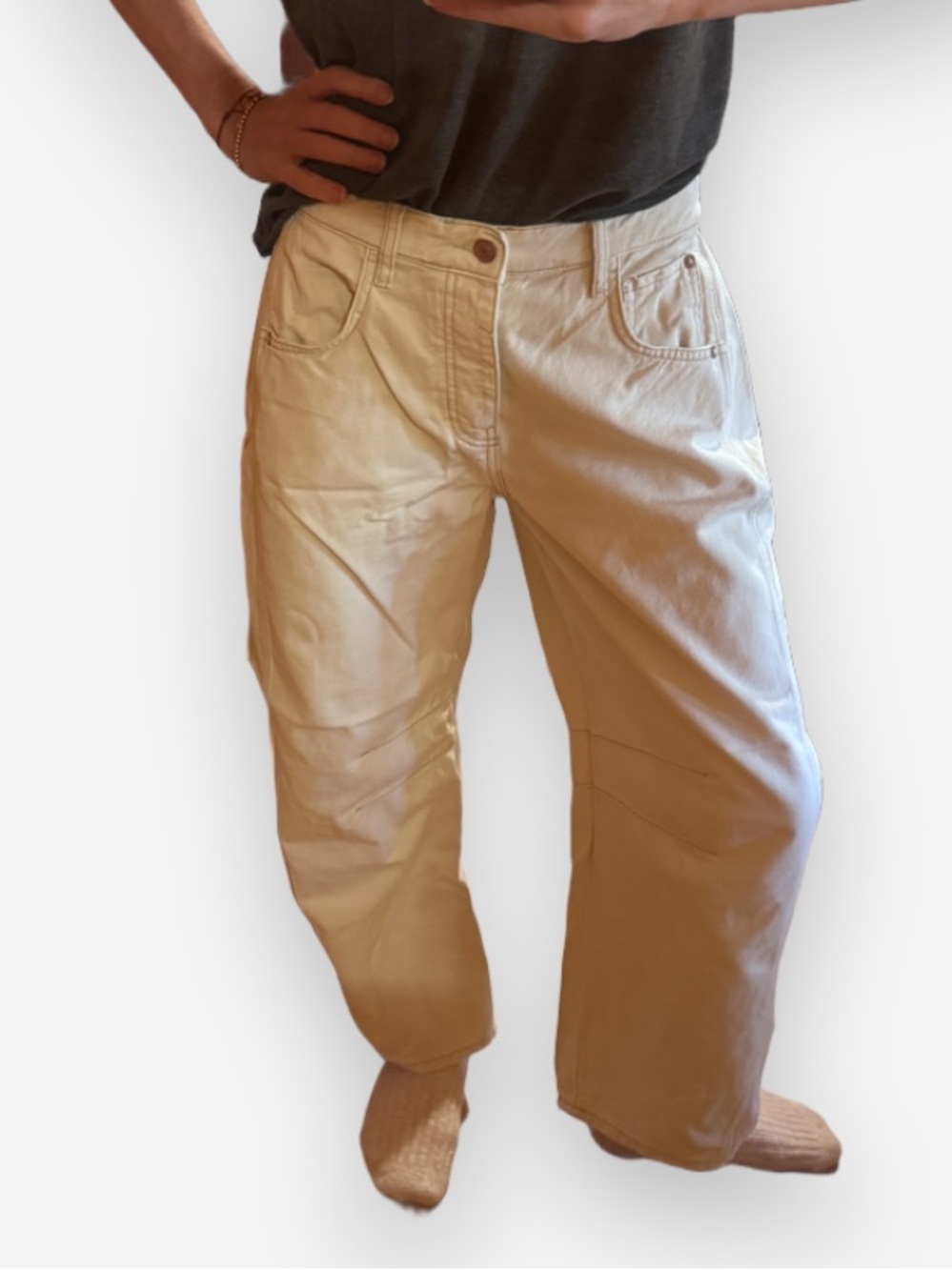 We The Free Cream Relaxed Barrel Jeans - 26